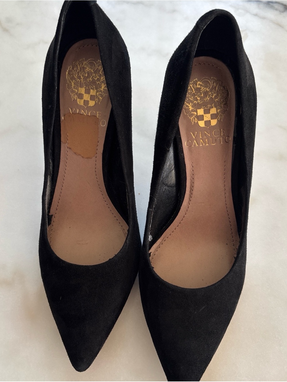 Vince Camuto Black Suede Pumps Heels Pointed Toe Classic Shoes Size 6B
